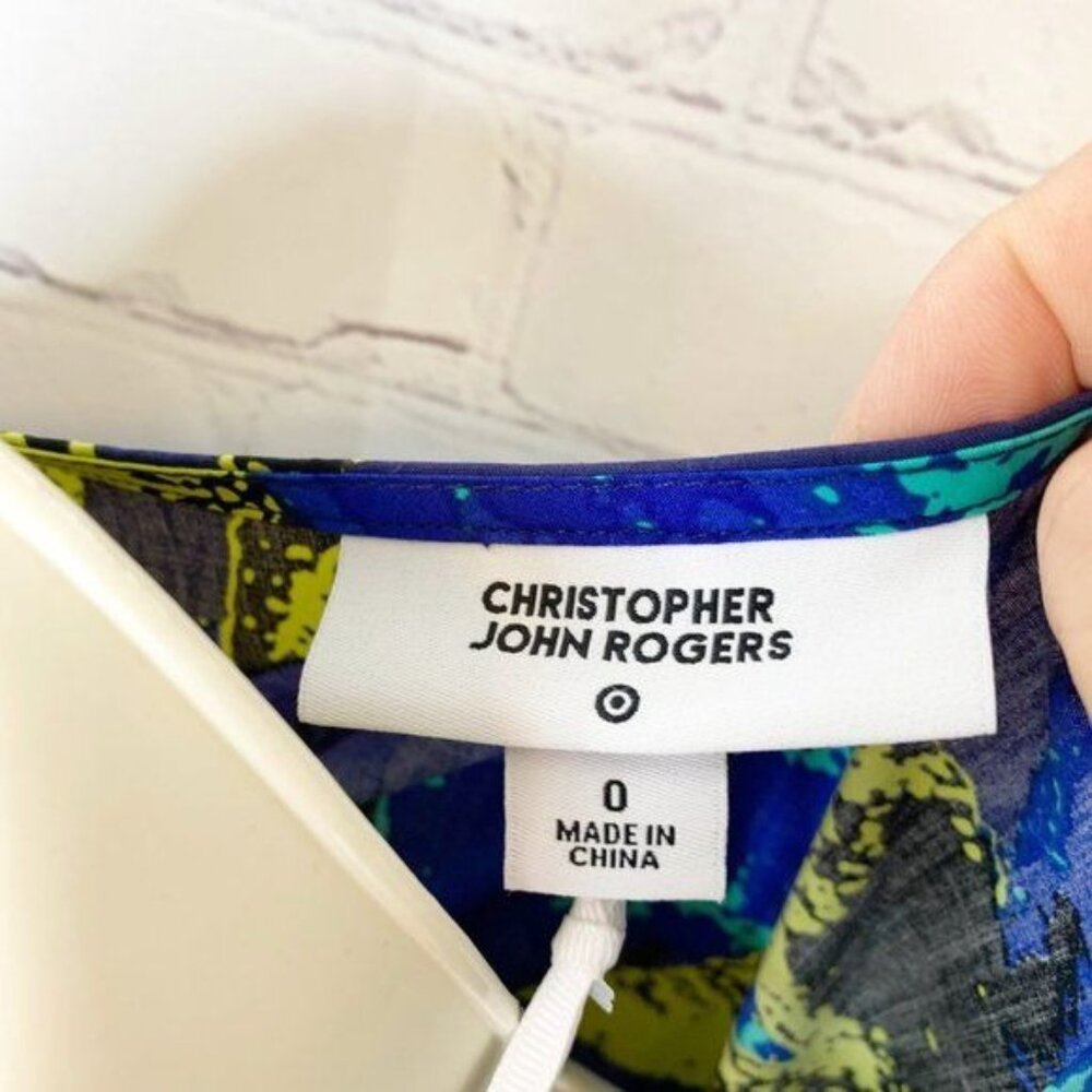NWT CHRISTOPHER JOHN ROGERS FOR TARGET BLUE FLORAL RUFFLE MAXI DRESS - 0 - Picture 9 of 9